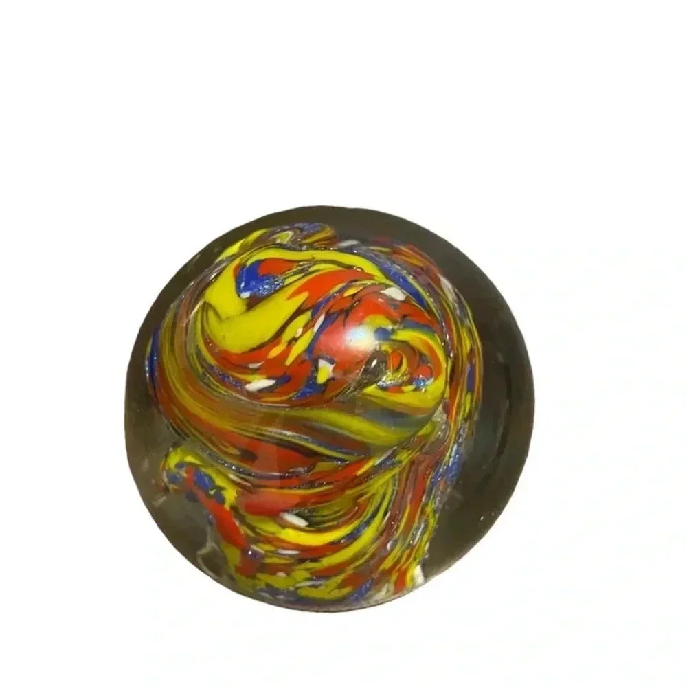 Vintage Multicolored Swirled Office Desk Paperweight Glass